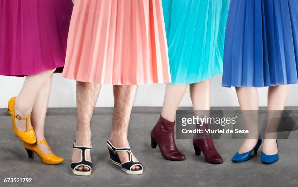 legs and skirts - multi colored skirt fotografías e imágenes de stock