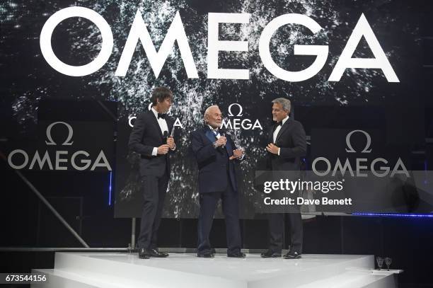 Brian Cox, Buzz Aldrin and George Clooney attend the OMEGA 'Lost In Space' dinner to celebrate the 60th anniversary of the OMEGA Speedmaster, which...