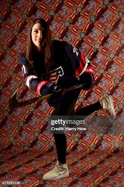 Ice hockey player Hilary Knight poses for a portrait during the Team USA PyeongChang 2018 Winter Olympics portraits on April 26, 2017 in West...