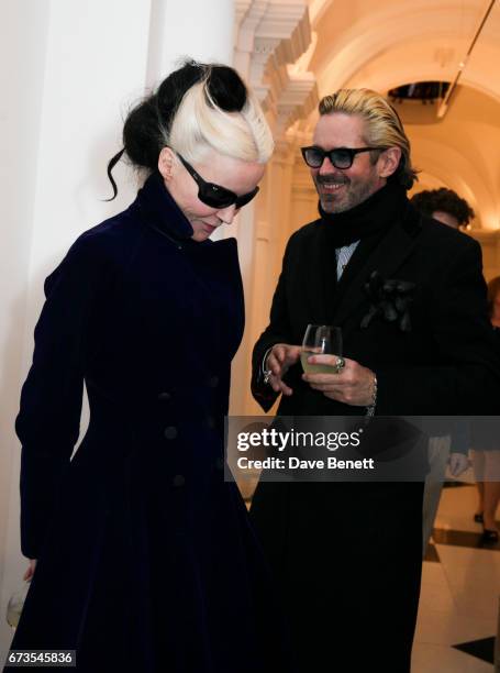 Daphne Guinness and Guest attend the opening of Galerie Thaddaeus Ropac London on April 26, 2017 in London, England.