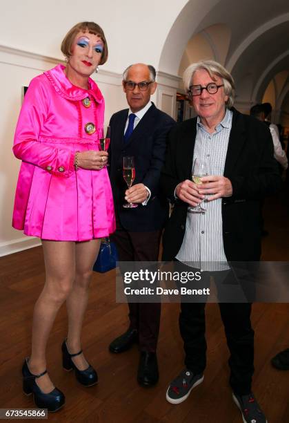 Grayson Perry, Frank Cohen and Guest attend the opening of Galerie Thaddaeus Ropac London on April 26, 2017 in London, England.