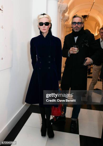 Daphne Guinness and Guest attend the opening of Galerie Thaddaeus Ropac London on April 26, 2017 in London, England.