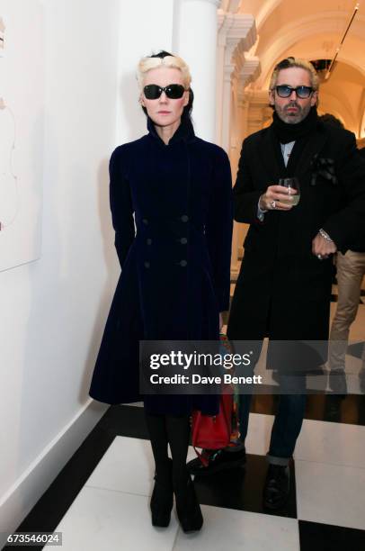 Daphne Guinness and guest attend the opening of Galerie Thaddaeus Ropac London on April 26, 2017 in London, England.