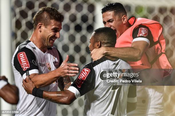 Robinho, Rafael Moura Danilo of Atletico MG celebrates a scored goal against Libertad during a match between Atletico MG and Libertad as part of Copa...