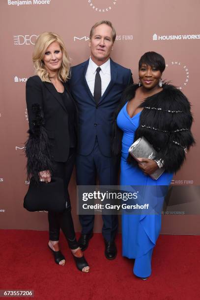 Chair of the Groundbreaker Awards Dinner Sandra Lee, Founding Chairman James Huniford and TV personality Bevy Smith attend the Housing Works Ground...