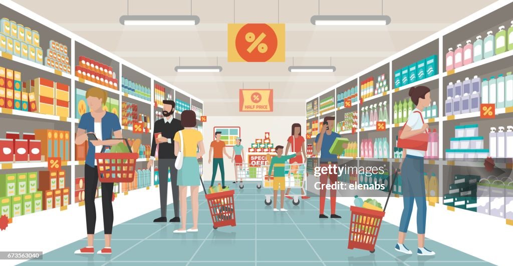 People shopping at the supermarket