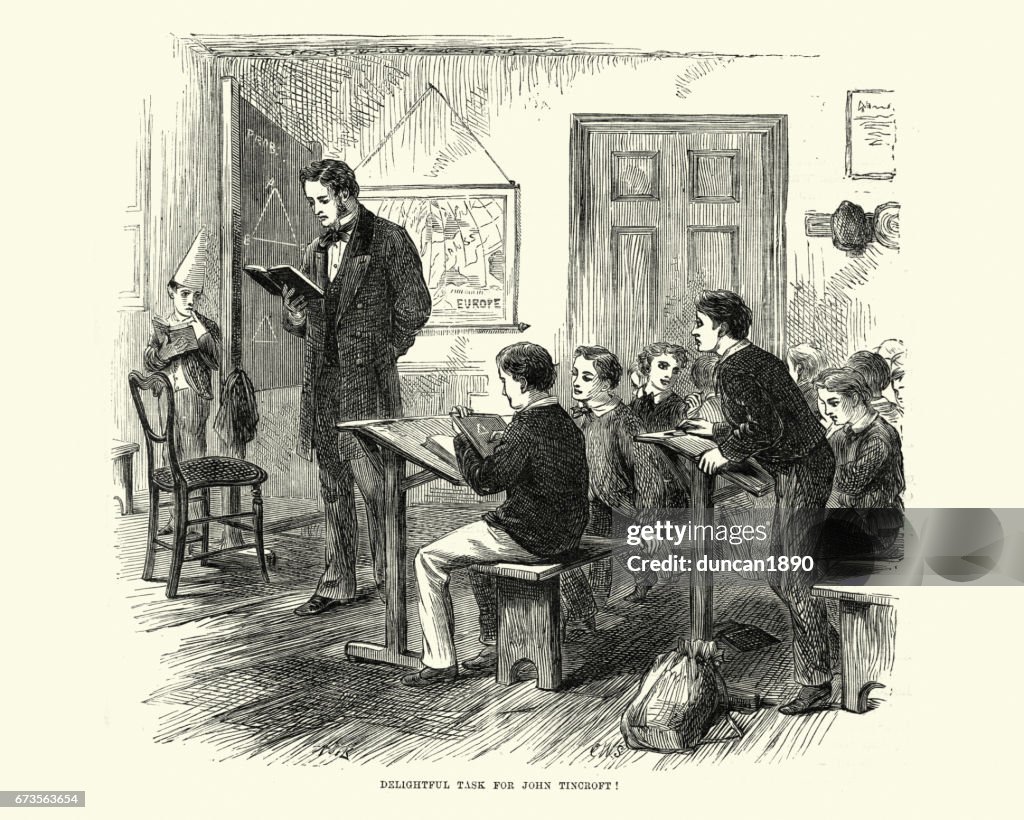 Victorian schoolboys and teacher learning in the classroom, 19th Century