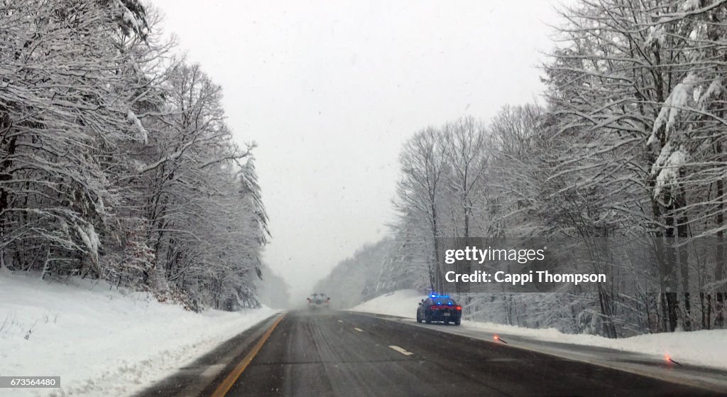 State Police Cruiser along highway