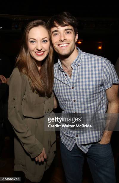 Laura Osnes and Corey Cott attend the Actors' Equity Broadway opening night Gypsy Robe Ceremony honoring Kevin Worley from 'Bandstand' at the Bernard...