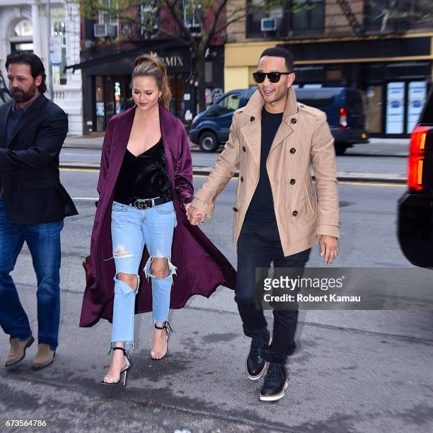 Chrissy Teigen and John Legend seen on April 26, 2017 in New York City.