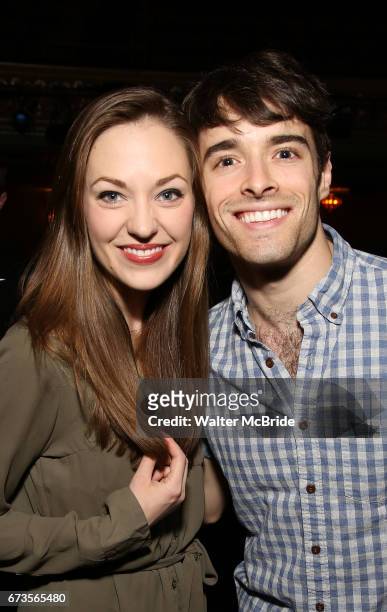 Laura Osnes and Corey Cott attend the Actors' Equity Broadway opening night Gypsy Robe Ceremony honoring Kevin Worley from 'Bandstand' at the Bernard...