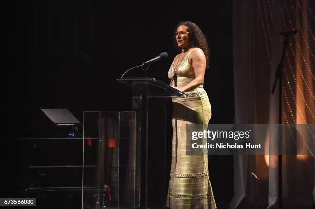 Patricia Blanchet speaks onstage during the Jazz at Lincoln Center 2017 Gala "Ella at 100: Forever the First Lady of Song" on April 26, 2017 in New...