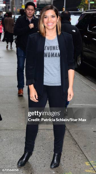 America Ferrera is seen on April 26, 2017 in New York City.