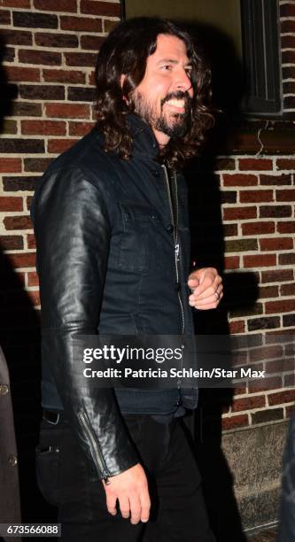 Musician Dave Grohl is seen on April 26, 2017 in New York City.