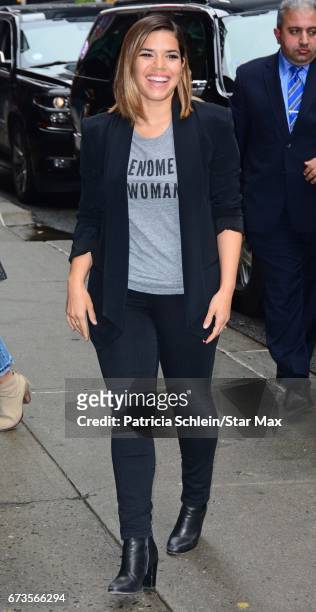 America Ferrera is seen on April 26, 2017 in New York City.