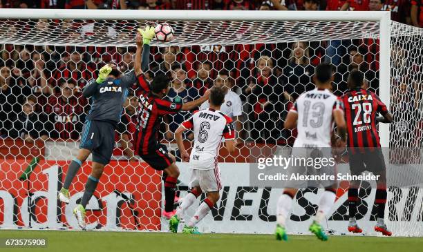 Pablo Escobar of Flamengo and Thiago Maia of Atletico PR in action during the match between Atletico PR of Brazil and Flamengo of Brazil for the Copa...