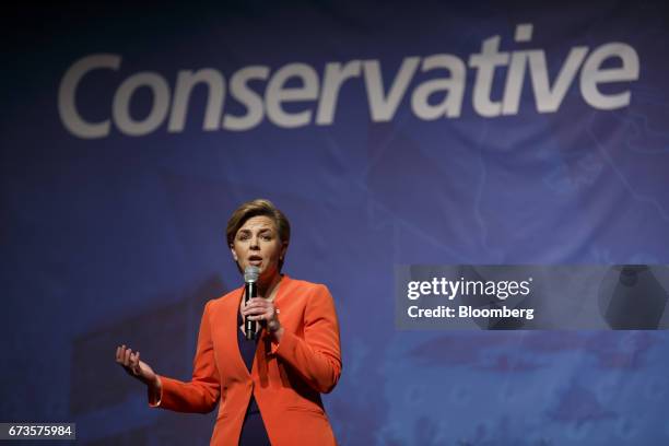 Kellie Leitch, Member of Parliament and Conservative Party leader candidate, speaks during the final Conservative Party of Canada leadership debate...