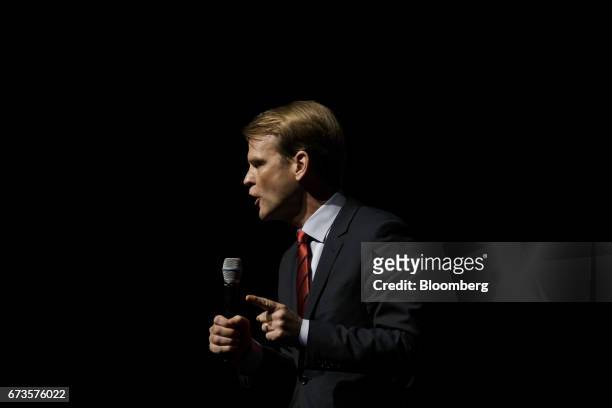 Chris Alexander, former minister of immigration and Conservative Party leader candidate, speaks during the final Conservative Party of Canada...