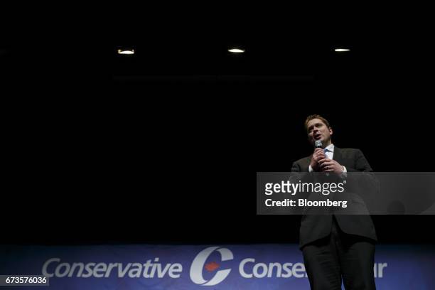Andrew Scheer, Member of Parliament and Conservative Party leader candidate, speaks during the final Conservative Party of Canada leadership debate...