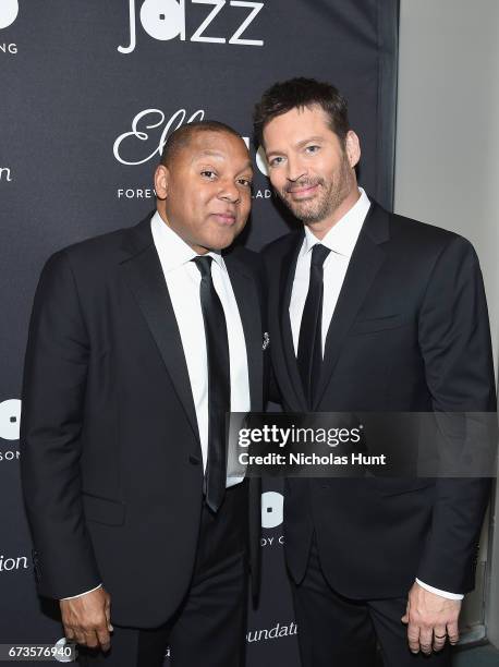 Wynton Marsalis and Harry Connick Jr. Attend the Jazz at Lincoln Center 2017 Gala "Ella at 100: Forever the First Lady of Song" on April 26, 2017 in...