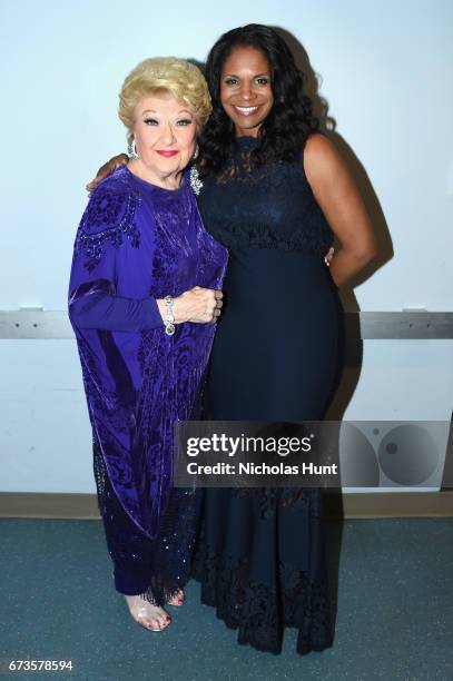 Singer Marilyn Maye and actress Audra McDonald pose backstage at the Jazz at Lincoln Center 2017 Gala "Ella at 100: Forever the First Lady of Song"...