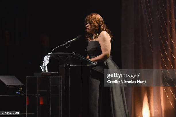 Honoree Thelma Steward speaks onstage during the Jazz at Lincoln Center 2017 Gala "Ella at 100: Forever the First Lady of Song" on April 26, 2017 in...