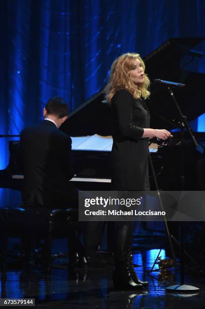 Singer Alison Krauss performs onstage during the Jazz at Lincoln Center 2017 Gala "Ella at 100: Forever the First Lady of Song" on April 26, 2017 in...
