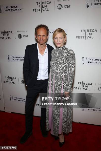 Julian Rosefeldt and Cate Blanchett attend 2017 Tribeca Film Festival - "Manifesto" at Spring Studios on April 26, 2017 in New York City.