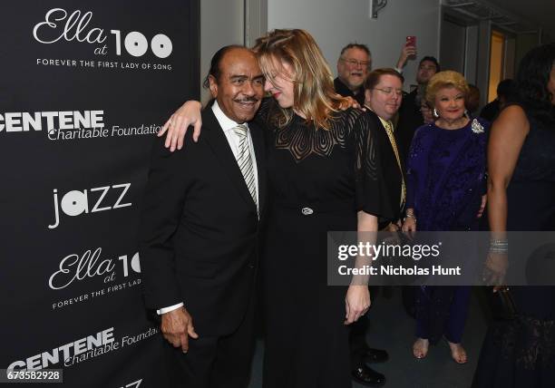 Benny Golson and Diana Krall attend the Jazz at Lincoln Center 2017 Gala "Ella at 100: Forever the First Lady of Song" on April 26, 2017 in New York...