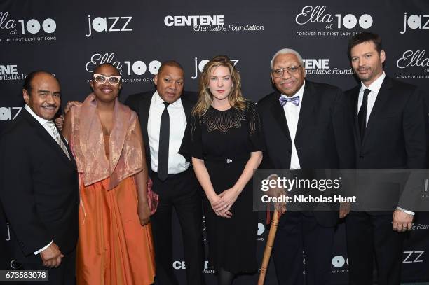 Benny Golson, Cecile McLorin Salvant, Wynton Marsalis, Diana Krall, Ellis Marsalis and Harry Connick Jr. Attend the Jazz at Lincoln Center 2017 Gala...