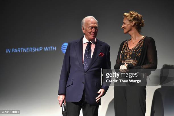 Christopher Plummer and Janet McTeer speak onstage at the "The Exception" Premiere - 2017 Tribeca Film Festival at the BMCC Tribeca PAC on April 26,...