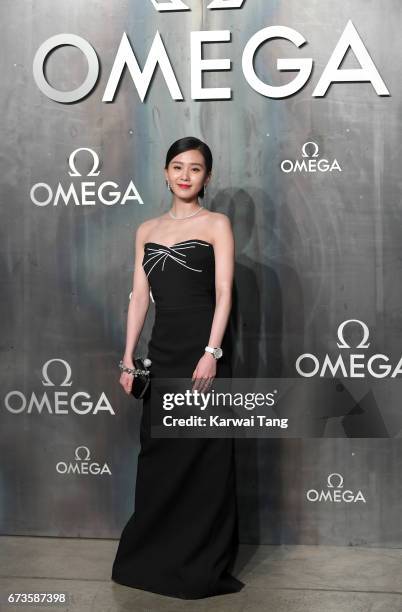 Liu Shishi attends the Lost In Space event to celebrate the 60th anniversary of the OMEGA Speedmaster at the Tate Modern on April 26, 2017 in London,...