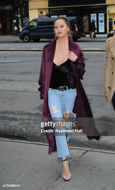 Chrissy Teigen is seen walking in Soho on April 26, 2017 in New York City.