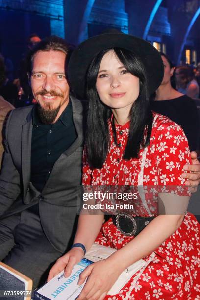 Anna Fischer and her boyfriend Leonard Andrae during the German Computer Games Award 2017 at WECC on April 26, 2017 in Berlin, Germany.