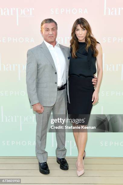 Sylvester Stallone and Jennifer Flavin Stallone attend harper x Harper's BAZAAR May Issue Event Hosted by The Stallone Sisters and Amanda Weiner...