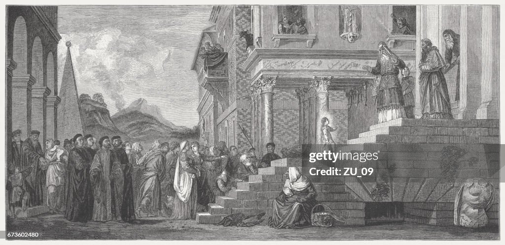 Presentation of the Virgin at the Temple, painted (1534/38) by Titian