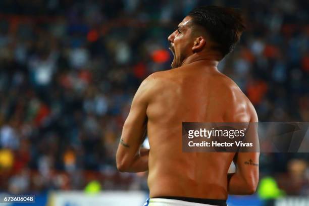 Franco Jara of Pachuca celebrates after scoring the first goal of his team during the Final second leg match between Pachuca and Tigres UANL as part...