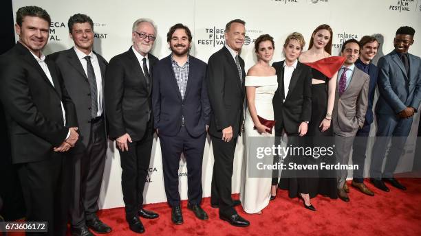 Anthony Bregman, James Ponsoldt, Tom Hanks, Emma Watson, Karen Gillan, Amir Talai, Ellar Coltrane, and Mamadou Athie attend "The Circle" premiere...