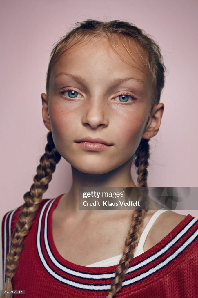 Portrait of cool young female basketball player