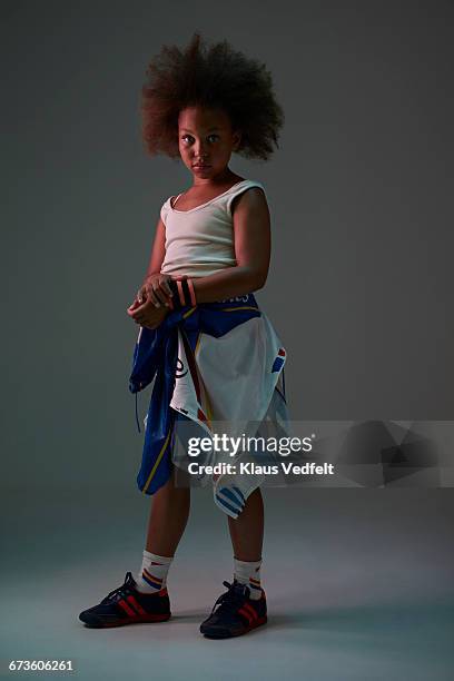 portrait of cool young girl wearing sports clothes - fashion kids stock pictures, royalty-free photos & images