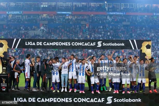 Players of Pachuca celebrate after winning the Final second leg match between Pachuca and Tigres UANL as part of the CONCACAF Champions League...