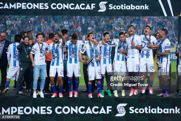 Players of Pachuca celebrate after winning the Final second leg match between Pachuca and Tigres UANL as part of the CONCACAF Champions League...