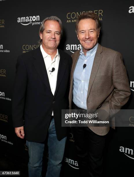 Executive Producer Graham Yost and actor Bryan Cranston attends Amazon original series "Sneaky Pete" Emmy FYC Screening and panel on April 26, 2017...