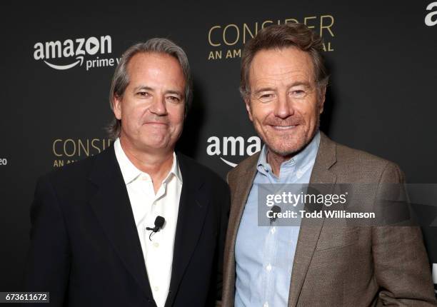 Executive Producer Graham Yost and actor Bryan Cranston attends Amazon original series "Sneaky Pete" Emmy FYC Screening and panel on April 26, 2017...