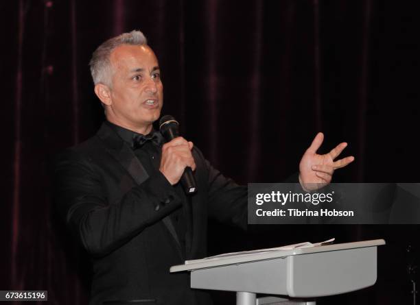 Ali Afshar gives the intro for the premiere of Warner Bros. Home Entertainment's 'American Wrestler: The Wizard' at Regal LA Live Stadium 14 on April...