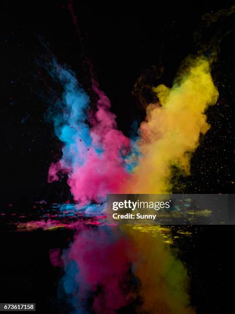 pigment explosions - powder paint stock pictures, royalty-free photos & images