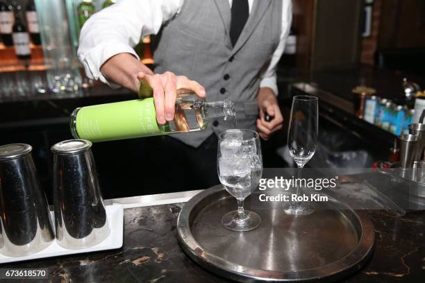 Bartender serving drinks at the afterparty for 'The Circle' during the 2017 Tribeca Film Festival at American Cut Tribeca on April 26, 2017 in New...