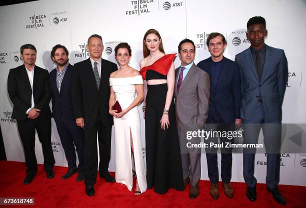 James Ponsoldt, Tom Hanks, Emma Watson, Karen Gillan, Amir Talai, Ellar Coltrane, and Mamoudou Athie attend the 2017 Tribeca Film Festival - "The...