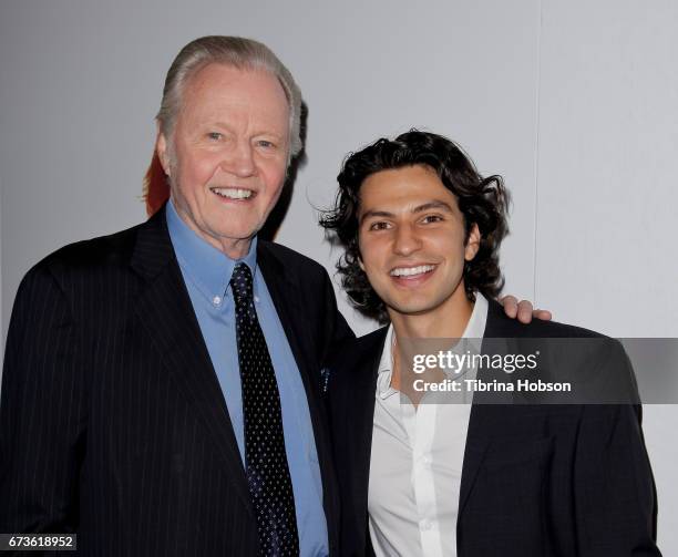 Jon Voight and George Kosturos attend the premiere of Warner Bros. Home Entertainment's 'American Wrestler: The Wizard' at Regal LA Live Stadium 14...