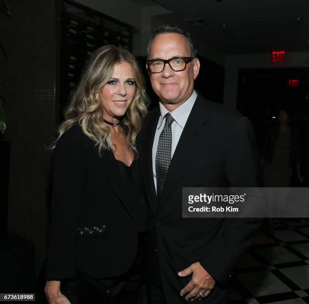 Tom Hanks and Rita Wilson attend the afterparty for 'The Circle' during the 2017 Tribeca Film Festival at American Cut Tribeca on April 26, 2017 in...